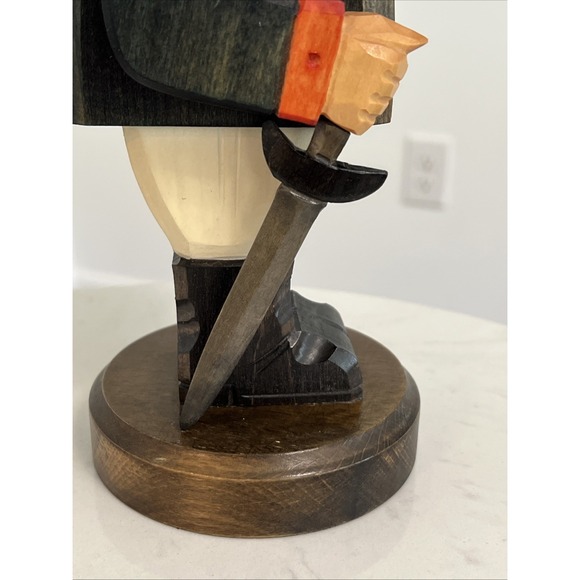 Vtg Black Forest German Hand Carved Nutcracker Sailor Pickelhaube Hat Sword‎
